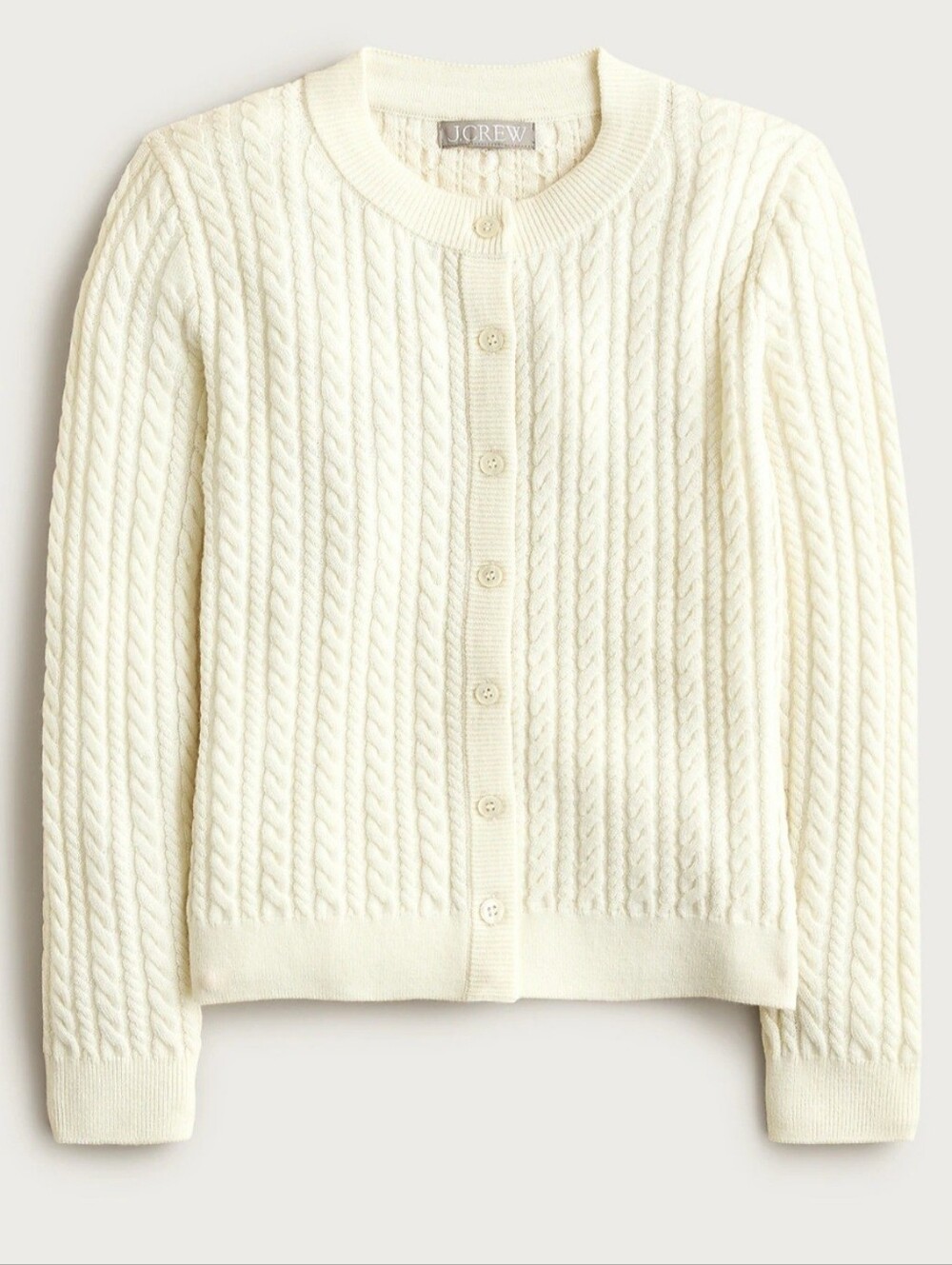 J.Crew NWT Ivory Cable Knit Cardigan Sweater Size Small